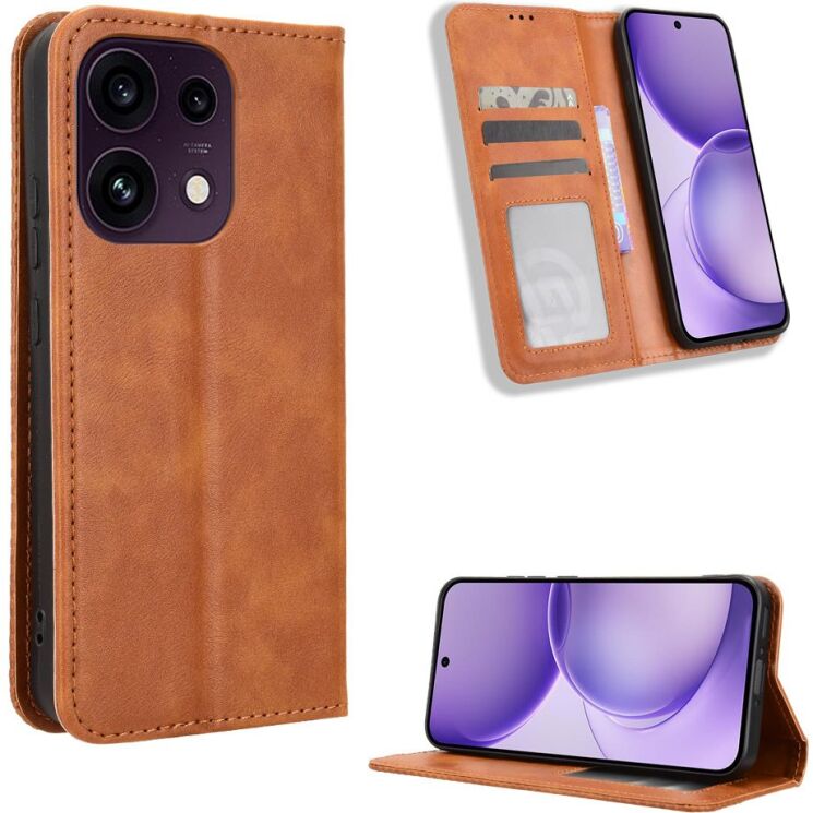 Чехол-книжка Deexe Retro Style для OPPO Reno 16 F/FS - Brown (413402Z) Чехол-книжка Deexe Retro Style для OPPO Reno 16 F/FS - Brown: фото 2 из 17