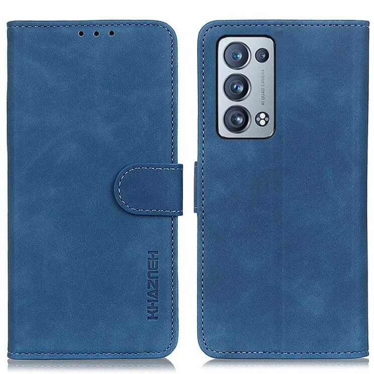 Чехол-книжка с застежкой KHAZNEH Retro Wallet для OPPO Reno 6 Pro / 6 Pro Plus - Blue: фото 2 из 12