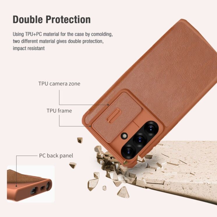 Чохол-книжка NILLKIN Qin Pro для Samsung Galaxy S25 Plus (S936) - Brown: фото 14 з 18