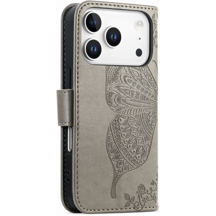 Чохол-книжка з малюнком UniCase Butterfly Pattern для iPhone 18 Pro Max / 17 Pro Max - Grey: фото 6 з 9