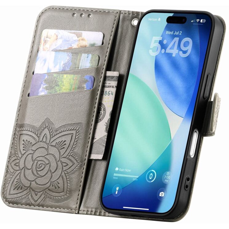 Чохол-книжка з малюнком UniCase Butterfly Pattern для iPhone 18 Pro Max / 17 Pro Max - Grey: фото 2 з 9