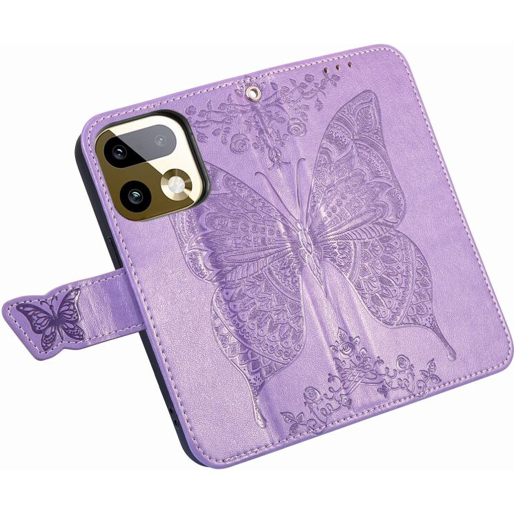 Чехол-книжка с рисунком UniCase Butterfly Pattern для Realme 16 Pro Plus - Light Purple: фото 2 из 9