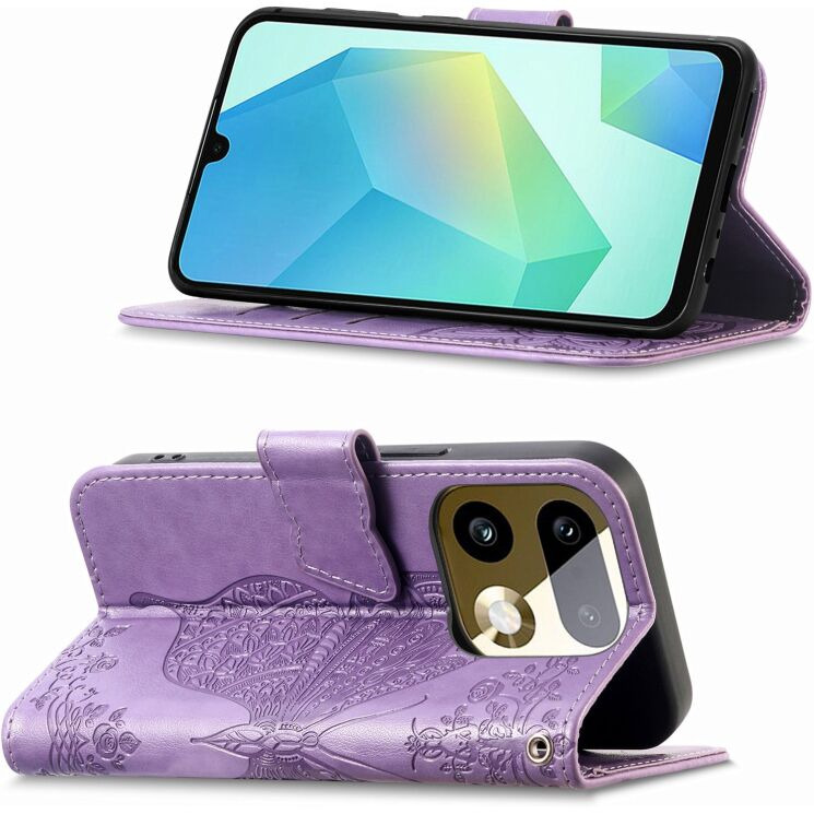 Чехол-книжка с рисунком UniCase Butterfly Pattern для Realme 16 Pro Plus - Light Purple: фото 4 из 9