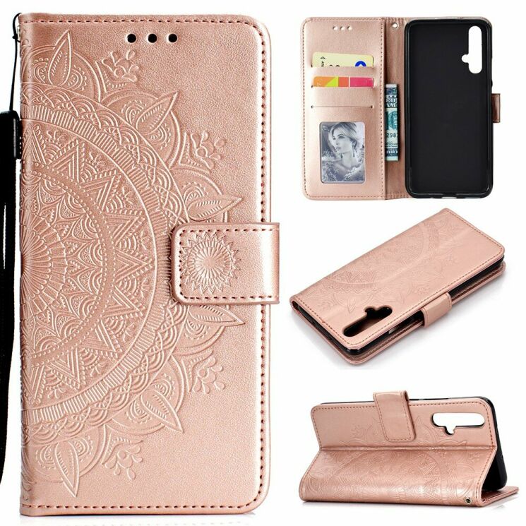 Чехол-книжка UniCase SunFlower Pattern для Huawei Honor 20 / Nova 5T - Rose Gold: фото 1 из 8