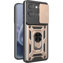 Чехол с защитой камеры Deexe Armor Shield для Motorola Moto G77 - Gold: фото 1 из 9