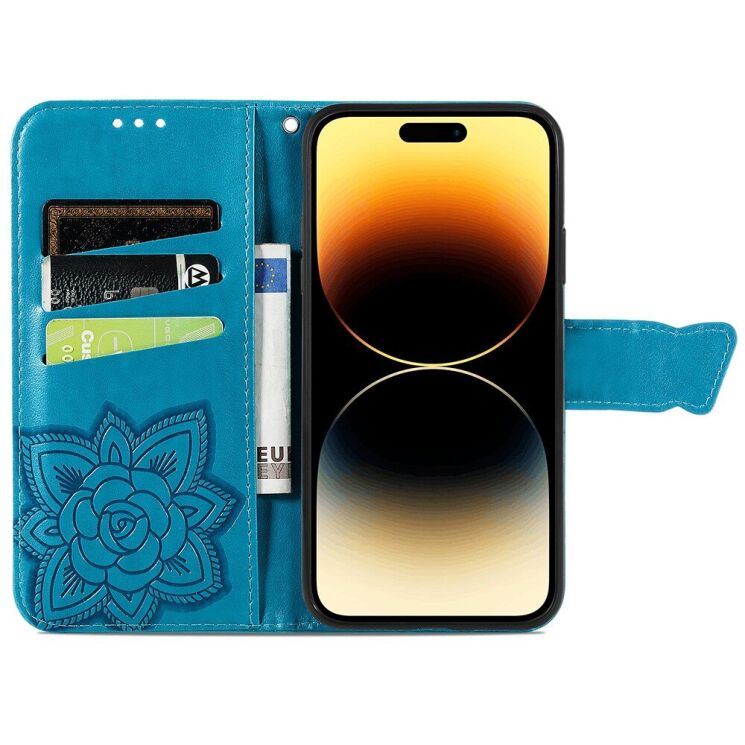 Чехол UniCase Butterfly Pattern для Apple iPhone 15 Pro - Blue: фото 2 из 5