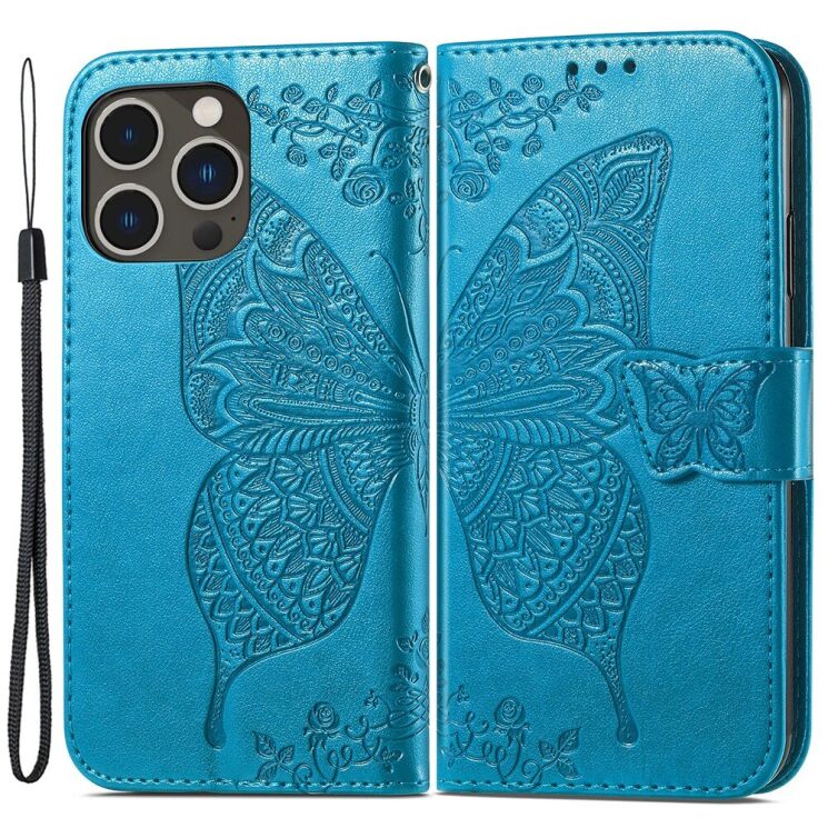 Чехол UniCase Butterfly Pattern для Apple iPhone 15 Pro - Blue: фото 1 из 5