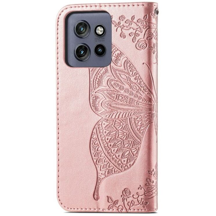 Чехол UniCase Butterfly Pattern для Motorola Edge 50 Neo - Rose Gold: фото 6 из 7