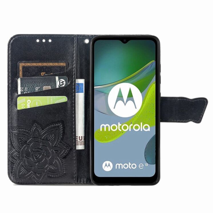 Чехол UniCase Butterfly Pattern для Motorola Moto E13 - Black: фото 2 из 10