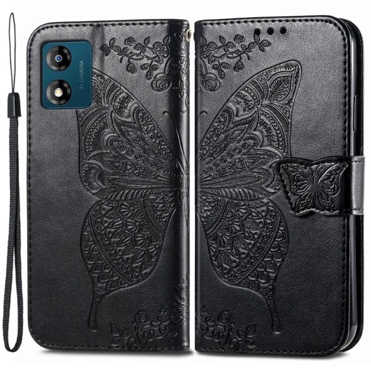 Чехол UniCase Butterfly Pattern для Motorola Moto E13 - Black: фото 1 из 10