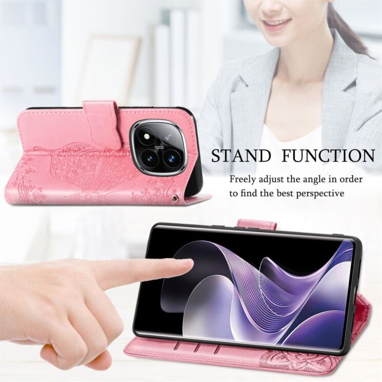 Чехол UniCase Butterfly Pattern для Xiaomi Redmi Note 14 Pro Plus - Pink: фото 8 из 9