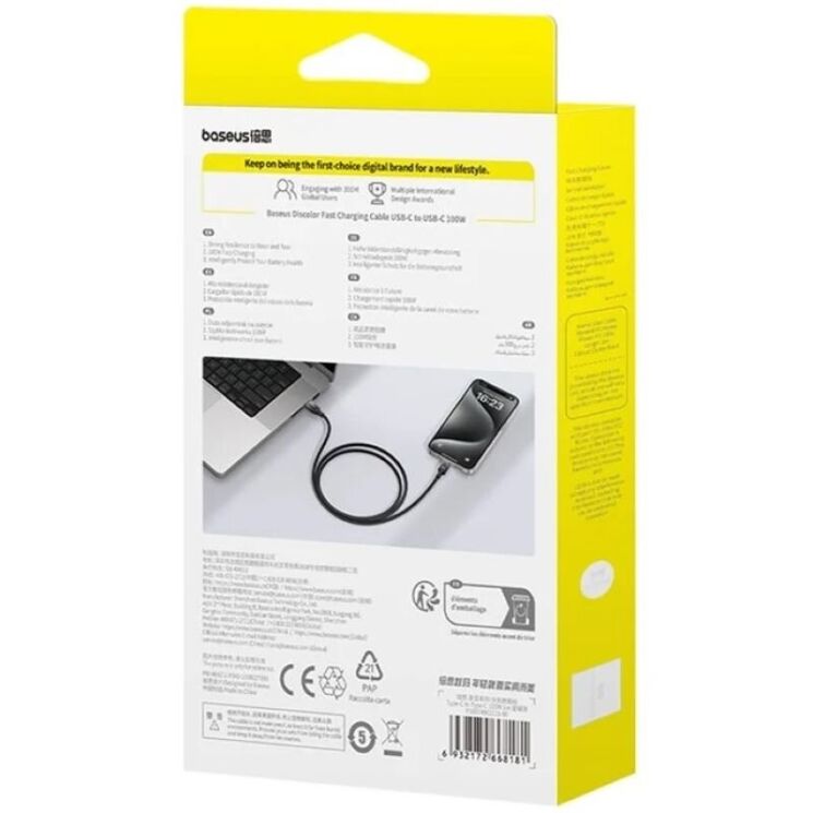 Кабель Baseus Discolor Series Type-C to Type-C (100W, 1m) P10374902 - Cluster Black: фото 3 из 25