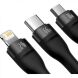 Кабель Baseus Flash Series II 3 in 1 USB to MicroUSB+Lightning+Type-C (66W, 1.2m) CASS040001 - Black (896114B). Фото 3 з 23