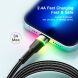 Кабель ESSAGER Colorful LED USB to Lightning (2.4A, 1m) EXCL-XCD01 - Black (896380B). Фото 5 з 10