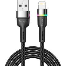 Кабель ESSAGER Colorful LED USB to Lightning (2.4A, 1m) EXCL-XCD01 - Black: фото 1 з 10