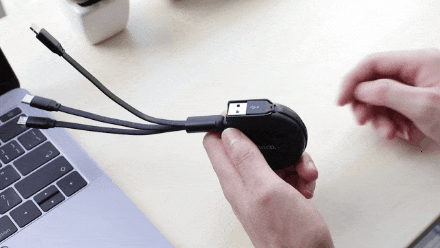 Кабель Hoco U50 3 in 1 Lightning - MicroUSB - Type-C (2A, 1m) &mdash; Black: фото 12 з 12