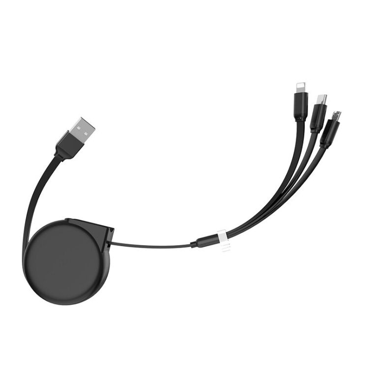 Кабель Hoco U50 3 in 1 Lightning - MicroUSB - Type-C (2A, 1m) &mdash; Black: фото 2 з 12