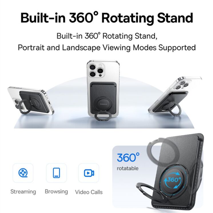 Кардхолдер Baseus MagPro 3 Magnetic (BS-PC042) - Black: фото 7 из 10