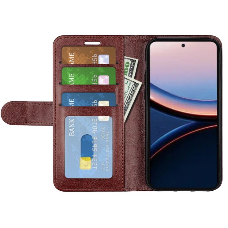 Класичний чохол-книжка Deexe Wallet Style для Xiaomi Poco C95 Pro - Brown (429203Z) Класичний чохол-книжка Deexe Wallet Style для Xiaomi Poco C95 Pro - Brown: фото 2 з 7
