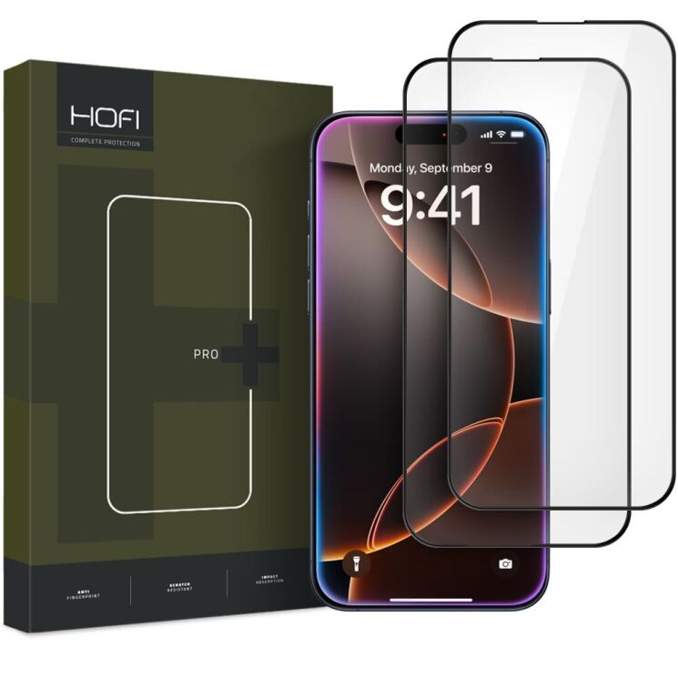 Комплект защитных стекол (2шт) HOFI Glass Pro+ (FP) для Apple iPhone 16 Pro - Black: фото 1 из 4