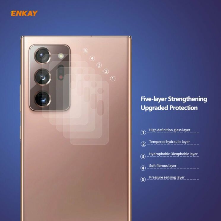 Комплект защитных стекол (2шт) на камеру ENKAY 9H Lens Protector для Samsung Galaxy Note 20 Ultra (N985): фото 2 из 8