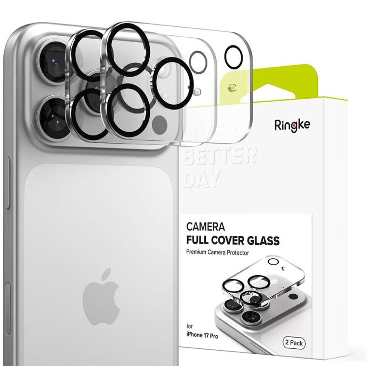Комплект защитных стекол Ringke Camera Full Cover Glass для iPhone 17 Pro (8800328812352) - Black (422705B) Комплект защитных стекол Ringke Camera Full Cover Glass для iPhone 17 Pro (8800328812352) - Black: фото 1 из 11