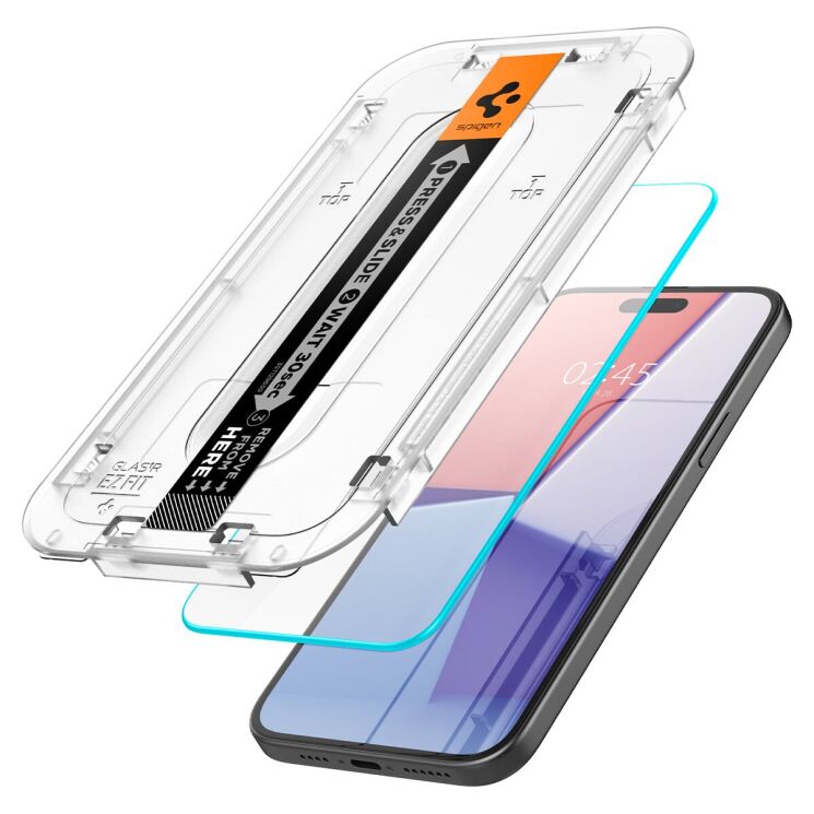 Комплект защитного стекла Spigen (SGP) GLAS.tR EZ Fit Sensor Protected для Apple iPhone 15 Plus: фото 2 из 14