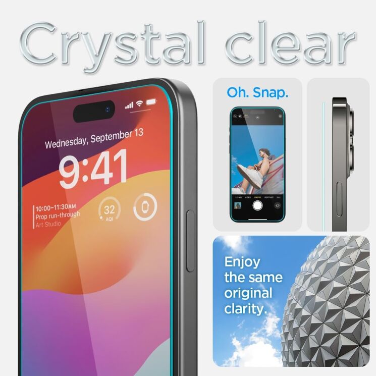 Комплект защитного стекла Spigen (SGP) GLAS.tR EZ Fit Sensor Protected для Apple iPhone 15 Plus: фото 12 из 14