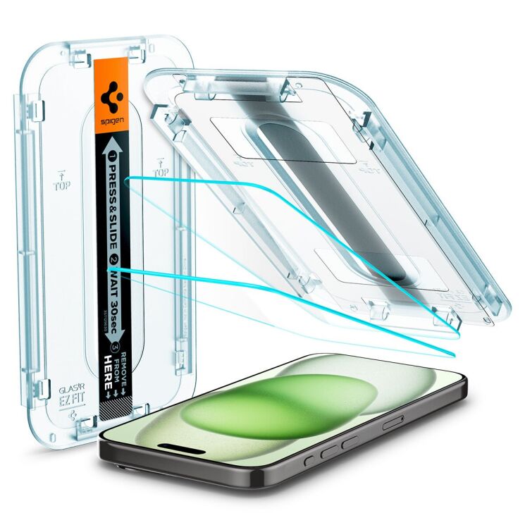 Комплект защитного стекла Spigen (SGP) GLAS.tR EZ Fit Sensor Protected для Apple iPhone 15 Plus: фото 1 из 14