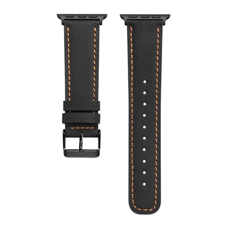 Шкіряний ремінець Deexe Leather Strap для Apple Watch 46 / 45 / 44 / SE 44 / 42 (Series 1-3) / Ultra / Ultra 2 - Black: фото 3 з 5