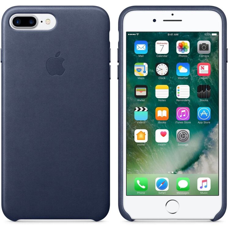 Оригинальный чехол Leather Case для Apple iPhone 7 Plus / 8 Plus (MMYG2/MQHL2) - Midnight Blue: фото 2 из 5