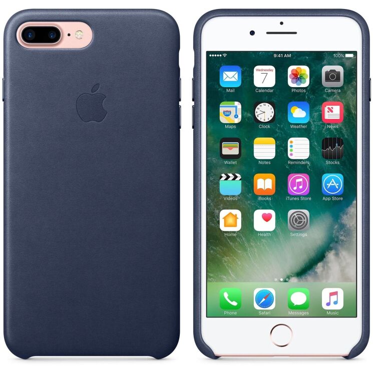 Оригинальный чехол Leather Case для Apple iPhone 7 Plus / 8 Plus (MMYG2/MQHL2) - Midnight Blue: фото 1 из 5