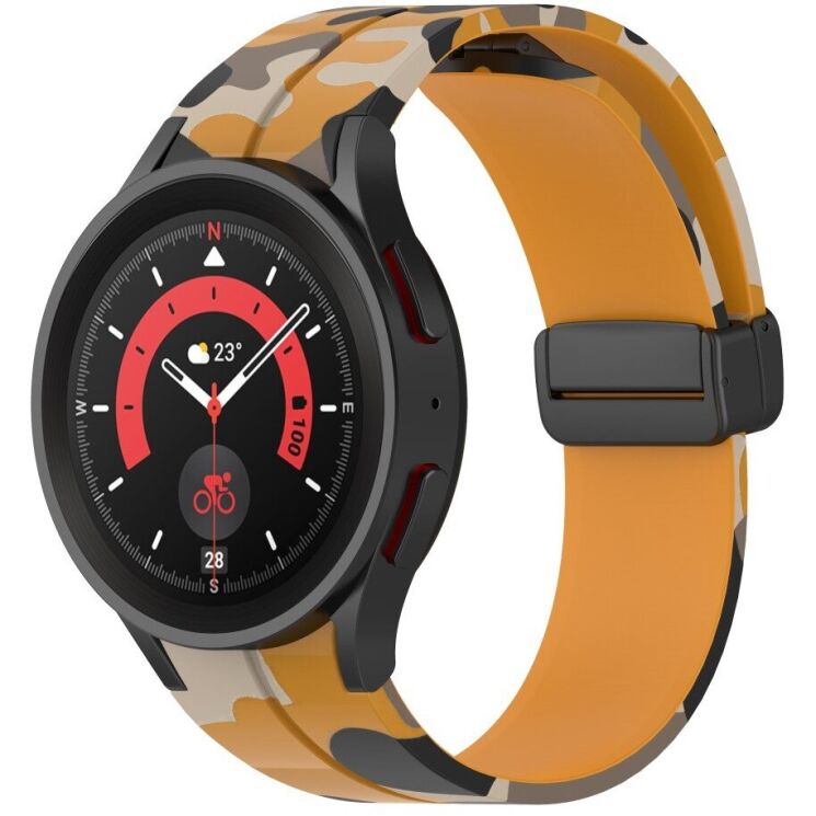 Ремінець Deexe Camo Silicone для Samsung Galaxy Watch 4 / 4 Classic / 5 / 5 Pro - Yellow: фото 4 з 6