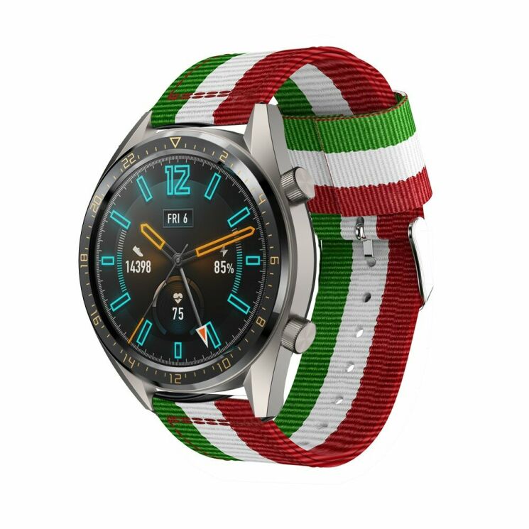 Ремешок Deexe Canvas Style для Huawei Watch GT / Watch GT2 46mm / Watch GT 2e - Red / White / Green: фото 2 из 5
