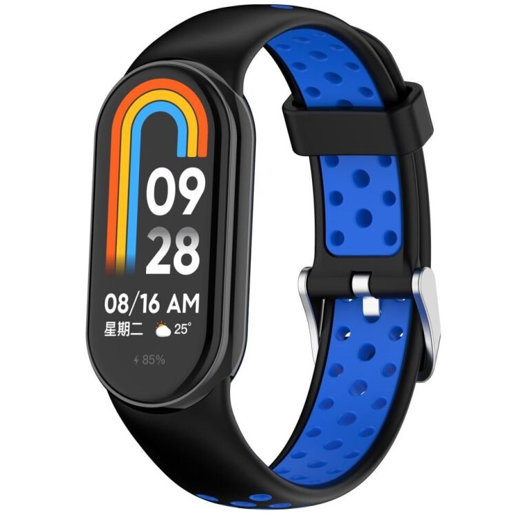 Ремешок Deexe Dot Color для Xiaomi Mi Smart Band 8 / 9 - Black / Blue: фото 2 из 9