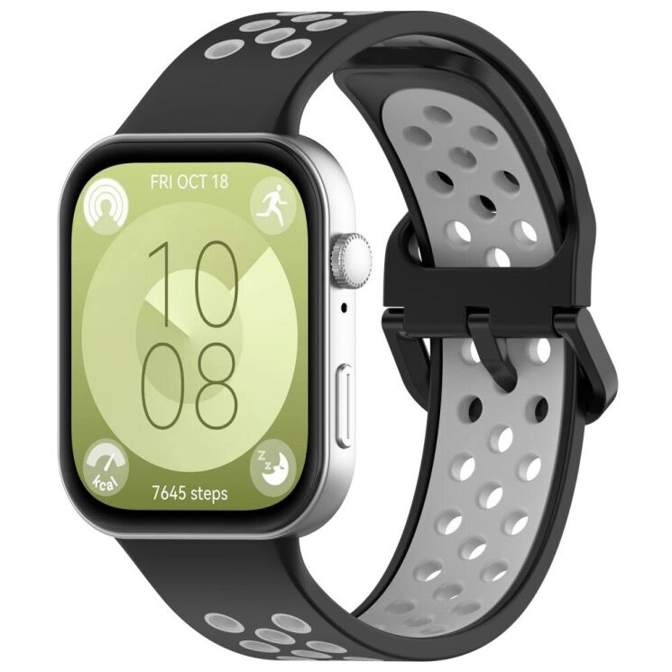 Ремінець Deexe Dual Color для Huawei Watch Fit 3 - Black / Grey: фото 4 з 7