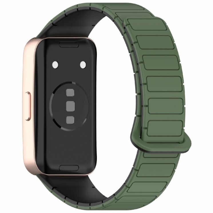 Ремешок Deexe Flexible Fit для Huawei Band 8 / 9 / 10 - Black / Green: фото 1 из 6