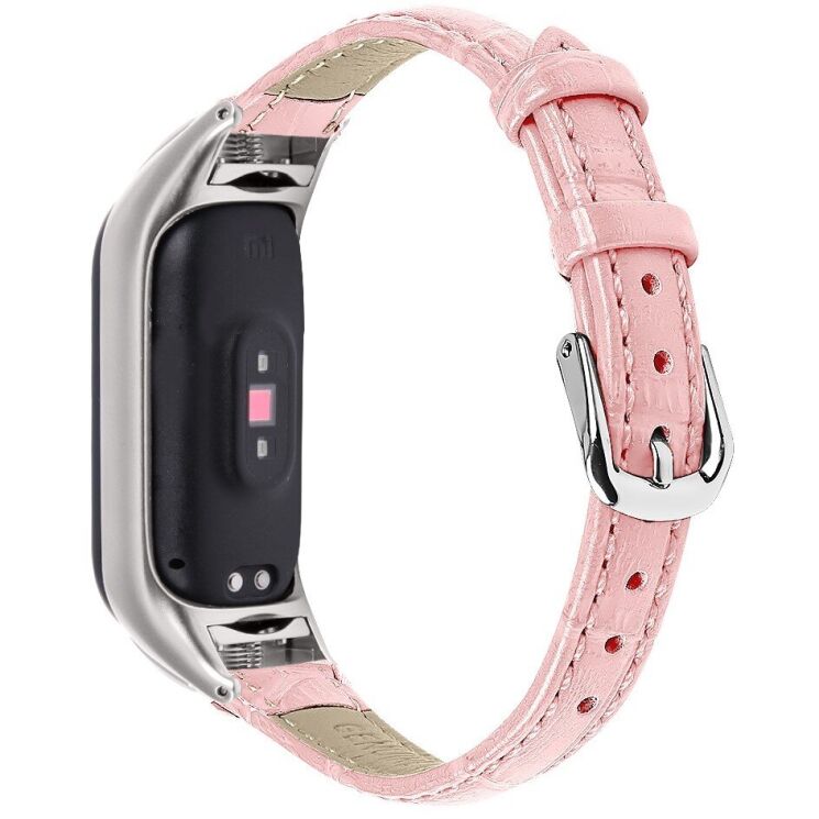 Ремешок Deexe Leather Strap для Xiaomi Mi Smart Band 8 / 9 - Pink: фото 1 из 5