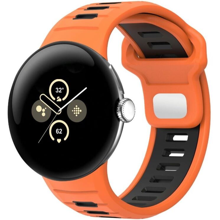 Ремешок Deexe Sport Design для Google Pixel Watch 3 (45mm) - Orange / Black: фото 2 из 6