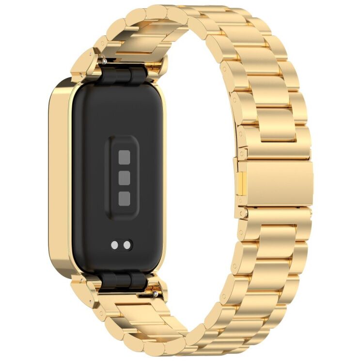 Ремешок Deexe Stainless Steel для Xiaomi Mi Smart Band 9 Active / Redmi Band 3 - Gold: фото 1 из 13