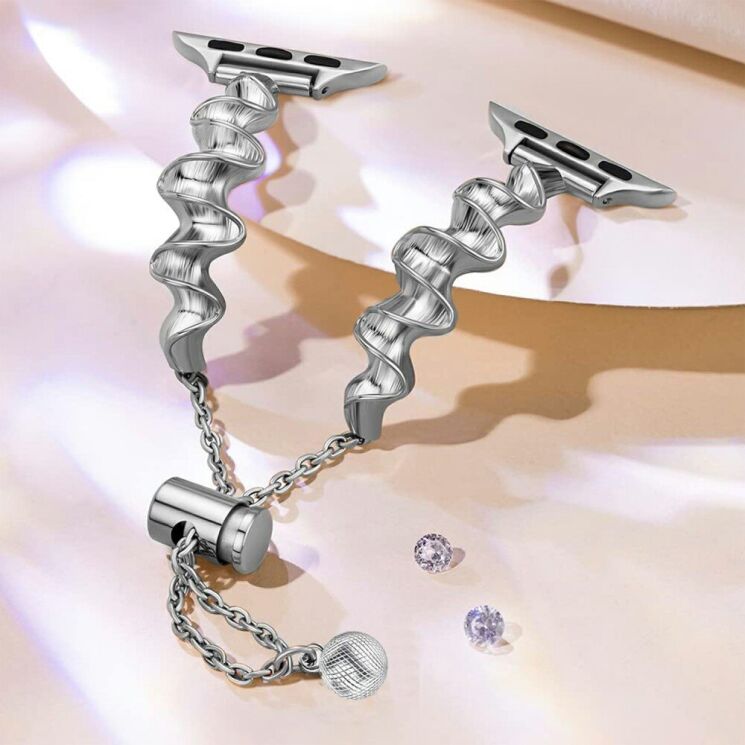 Ремешок KALEBOL Ribbon Style для Apple Watch 42 (Series 10) / 41 / 40 / SE 40 / 38 - Silver: фото 5 из 9