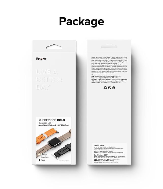 Ремінець Ringke Rubber One Bold для Apple Watch 46 / 44 / SE 44 / 45 / Ultra / Ultra 2 / Ultra 3 (49mm) 8809919305204 - Black: фото 13 з 13