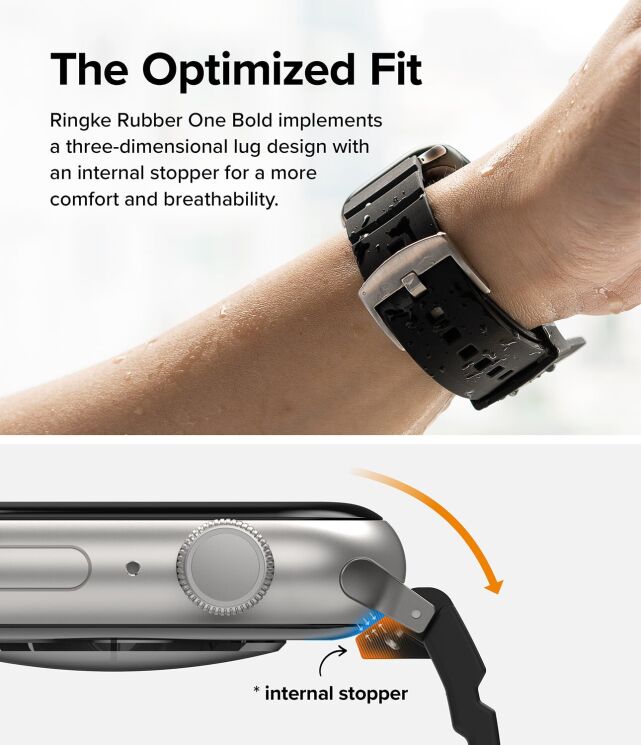 Ремінець Ringke Rubber One Bold для Apple Watch 46 / 44 / SE 44 / 45 / Ultra / Ultra 2 / Ultra 3 (49mm) 8809919305204 - Black: фото 6 з 13