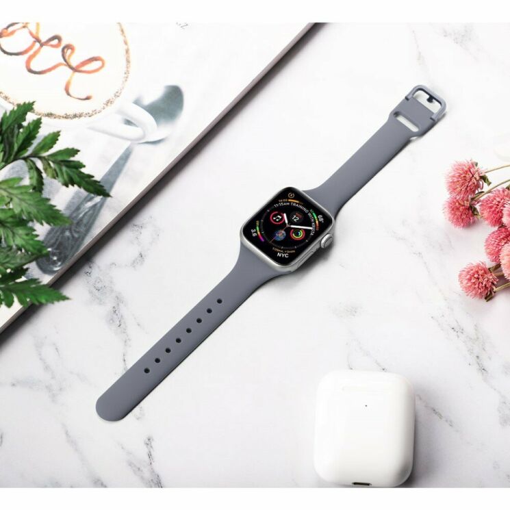 Ремінець UniCase Silicone Strap для Apple Watch 42 (Series 10) / 41 / 40 / SE 40 / 38 - Dark Grey: фото 4 з 5