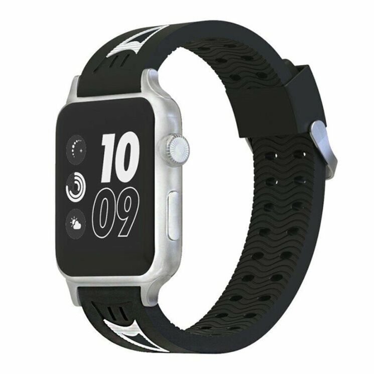 Ремінець UniCase Sport Style для Apple Watch 46 / 45 / 44 / SE 44 / 42 (Series 1-3) / Ultra / Ultra 2 / Ultra 3 - Black / White: фото 1 з 5