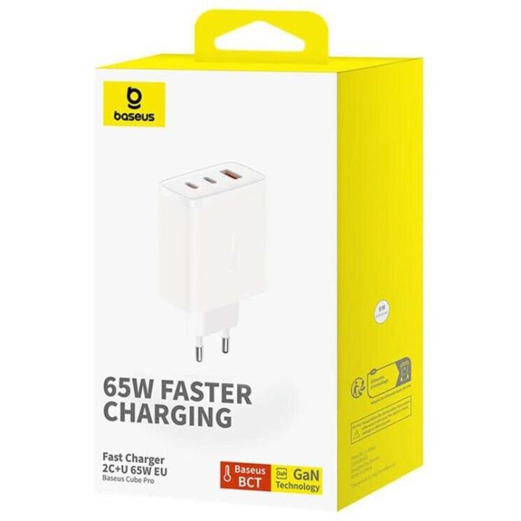 Мережевий зарядний пристрій Baseus Cube Pro 2C+U (65W) P10152301213-00 - White: фото 6 з 23