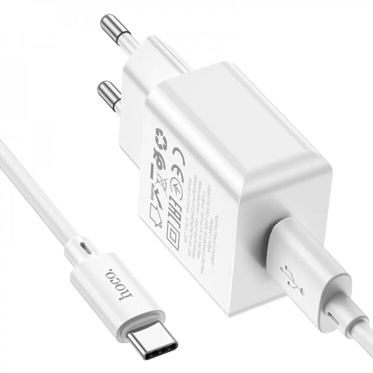 Мережевий зарядний пристрій Hoco C106A 10.5W + кабель USB to Type-C - White (141923W) Мережевий зарядний пристрій Hoco C106A 10.5W + кабель USB to Type-C - White: фото 5 з 7
