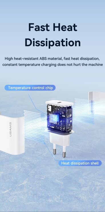 Мережевий зарядний пристрій USAMS US-CC226 T65 PD20W - White: фото 10 з 11