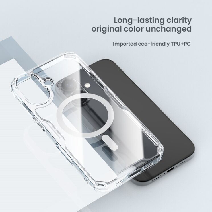 Силиконовый чехол NILLKIN Nature TPU Pro Magnetic для Apple iPhone 16 - Transparent: фото 8 из 13
