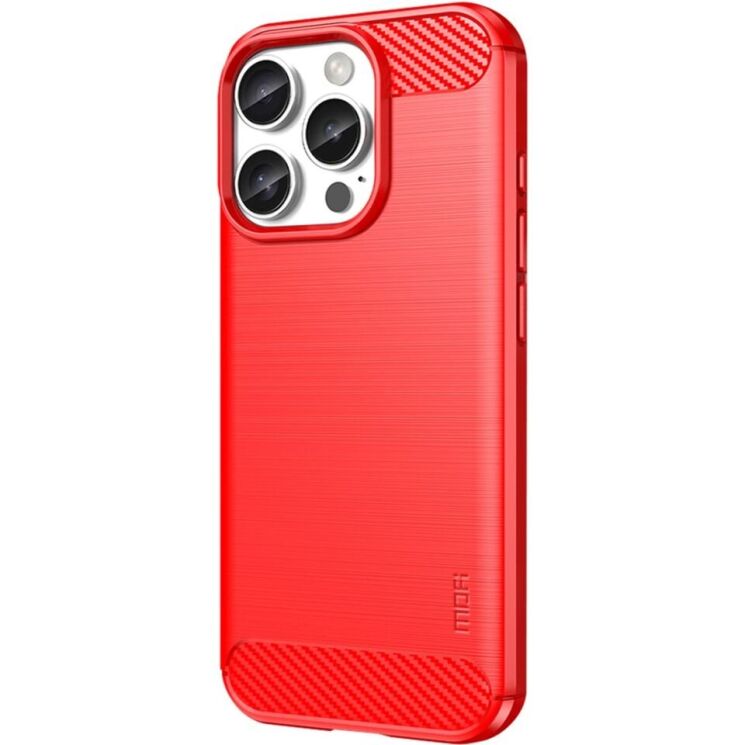 Силиконовый (TPU) чехол MOFI Carbon Fiber для Apple iPhone 16 Pro Max - Red: фото 2 из 12